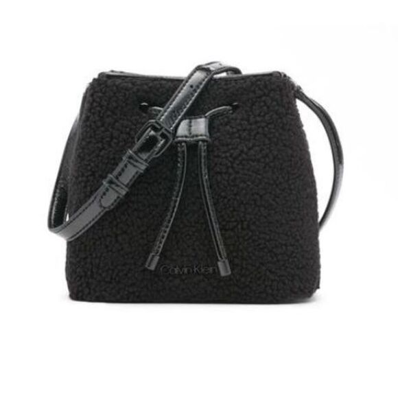 Calvin Klein Astatine Sherpa Mini Bucket Bag - Black - Picture 1 of 4